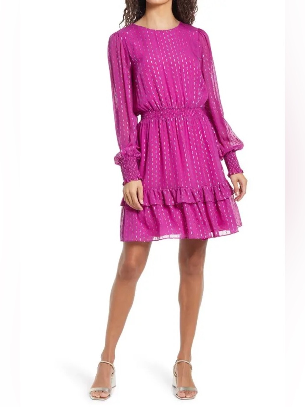 Lilly Pulitzer Dotti Long‎ Sleeve Silk Dress Bordeaux Berry Size 12 $268 Retail